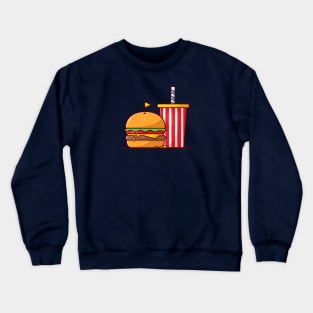 Burger And Soda Cartoon Vector Icon Illustration (3) Crewneck Sweatshirt